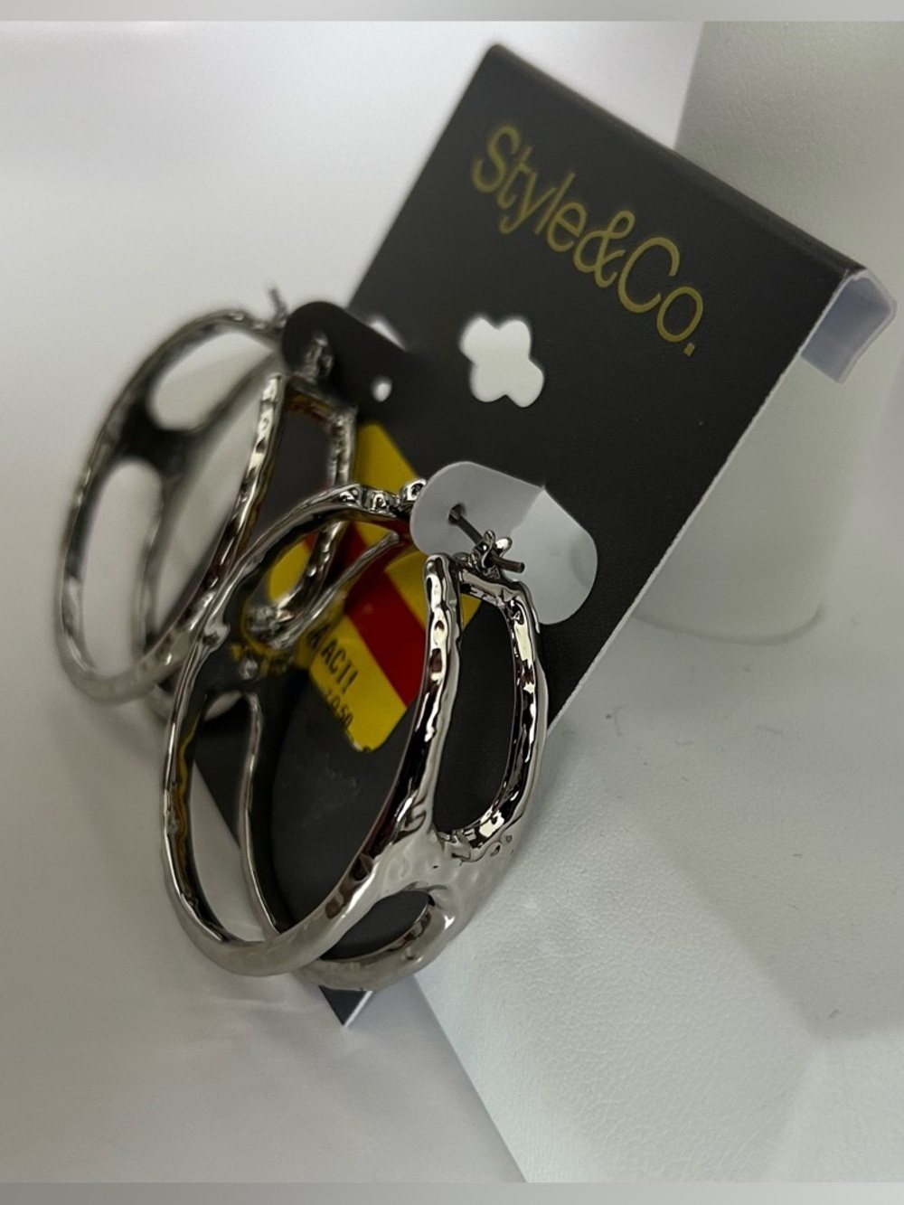 Style & Co. Silver Textured Hoop Earrings - Picture 3 of 7